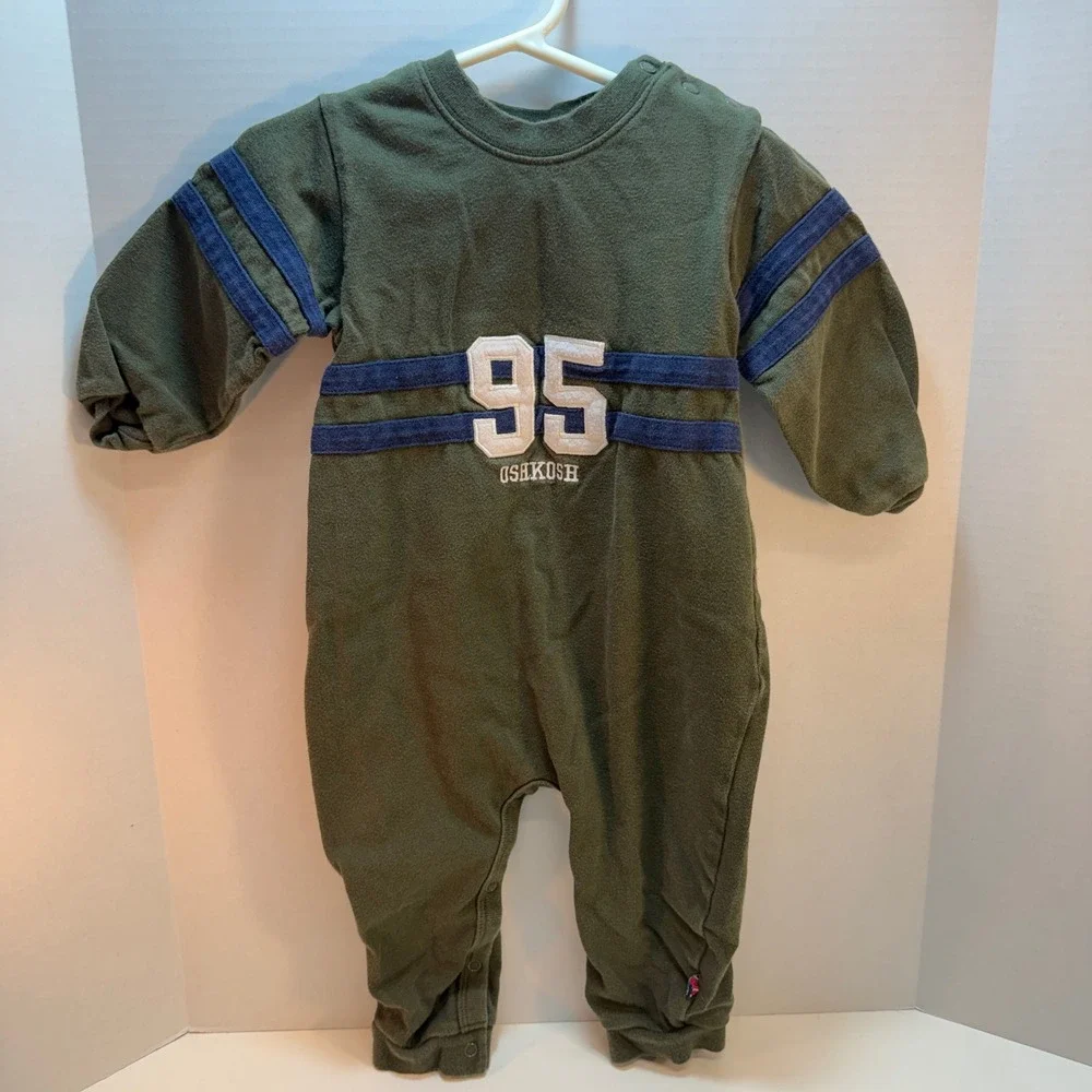 OshKosh B'gosh Baby Boys Football Striped Romper 18 Months One Piece Lot Vintage